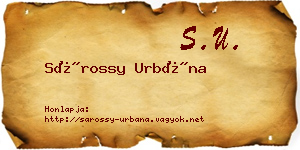 Sárossy Urbána névjegykártya